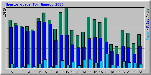 Hourly usage for August 2008