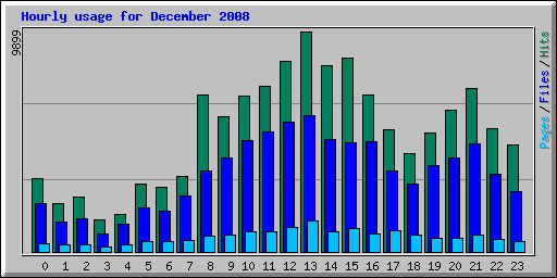 Hourly usage for December 2008