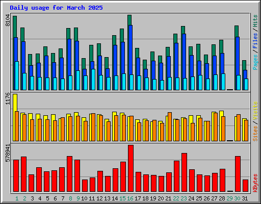 Daily usage for March 2025